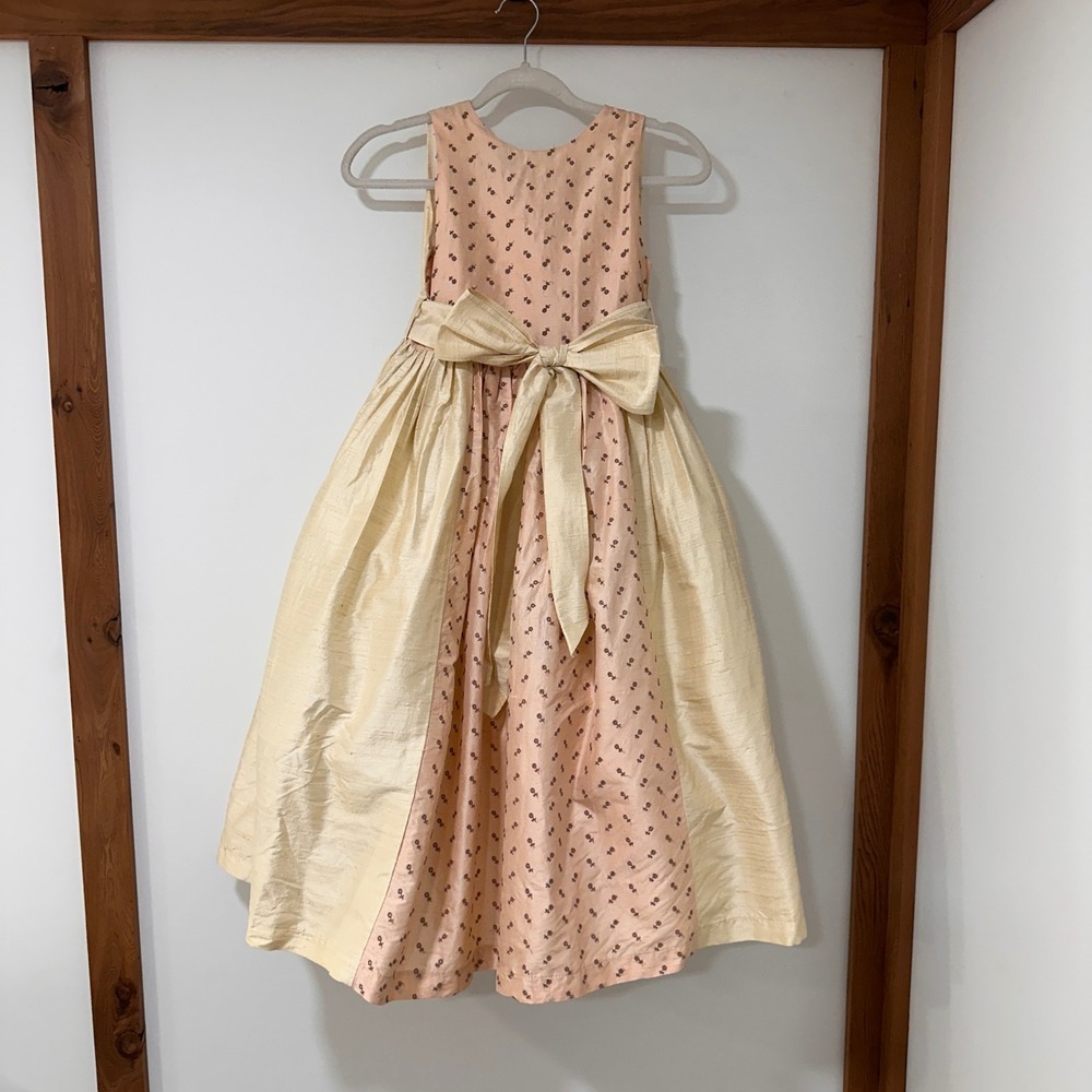 Elena Collection Silk Floral Party Dress Kids Size 7-8 Pink Wedding Flower Girl